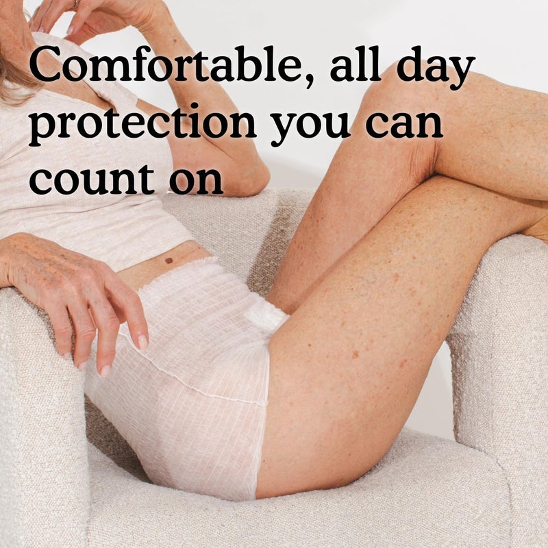 because Adult Incontinence Underwear for Sensitive Skin - Women - Premium Overnight Disposable Briefs, Anti Odor - White, X-Large - Absorbs 6 Cups - 12 Count (Pack of 1) - Image 4